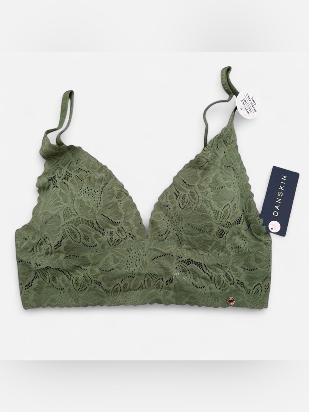 Danskin Olive Green Lace Bralette Size Medium